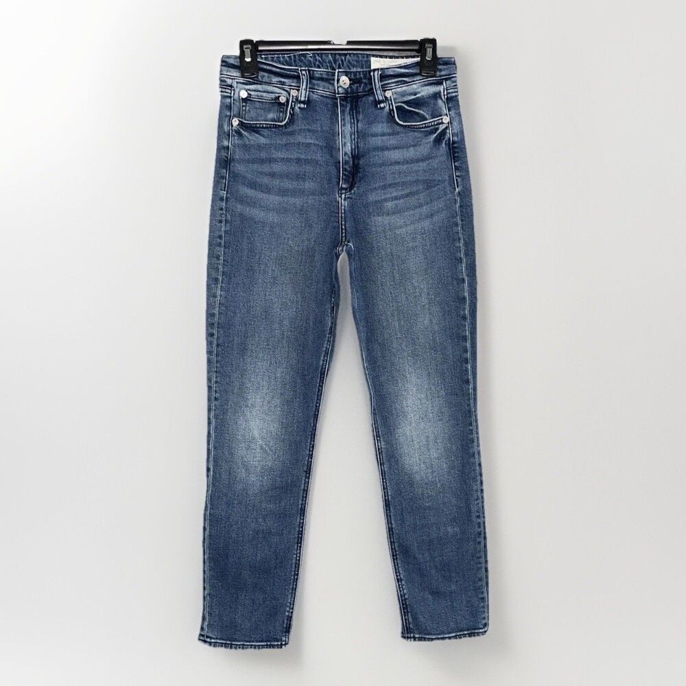 rag & bone Nina High-Rise Ankle Cigarette Vallery Frayed Hem Jeans Size 26 Blue